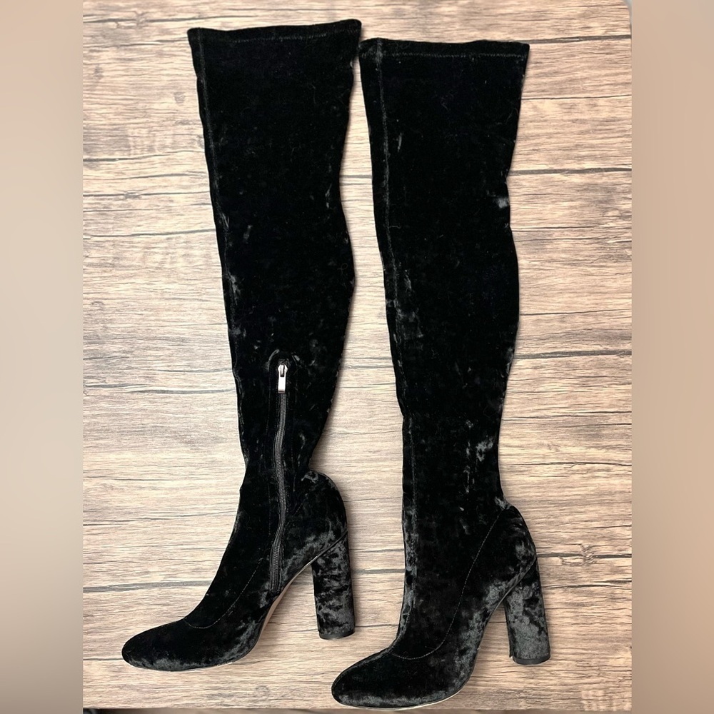 Crushed Velvet Over-The-Knee Boots - Picture 2 of 3